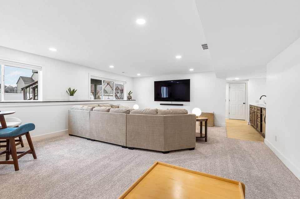 recently completed basement remodel in grand rapids