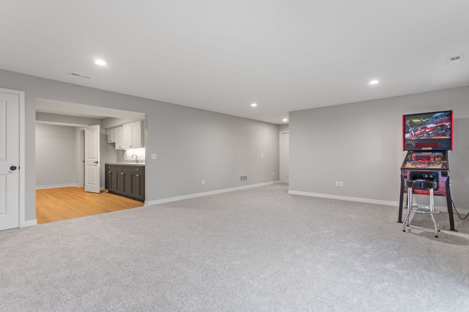 grand rapids basement remodel with carpet and kitchenette